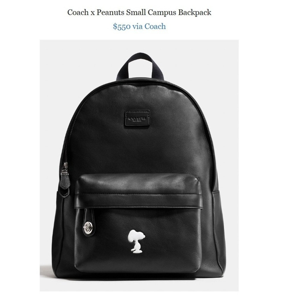 Coach Snoopy 2015 Limited Edition Black Leather Backpack Peanuts Collaboration - Picture 3 of 17